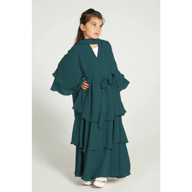 ROBE LONGUE FILLE À VOLANTS – STYLE ÉLÉGANT & MODERNE