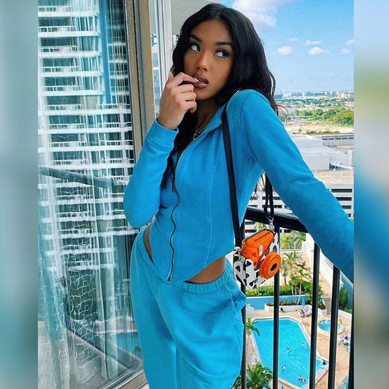 Ensemble femme pantalon taille haute + veste crop – Look chic & casual tendance