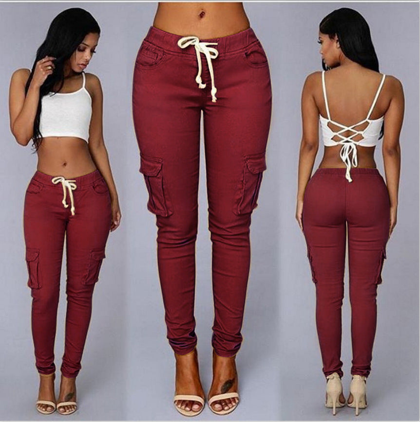 Pantalon Cargo Femme – Coupe Skinny & Taille Élastique