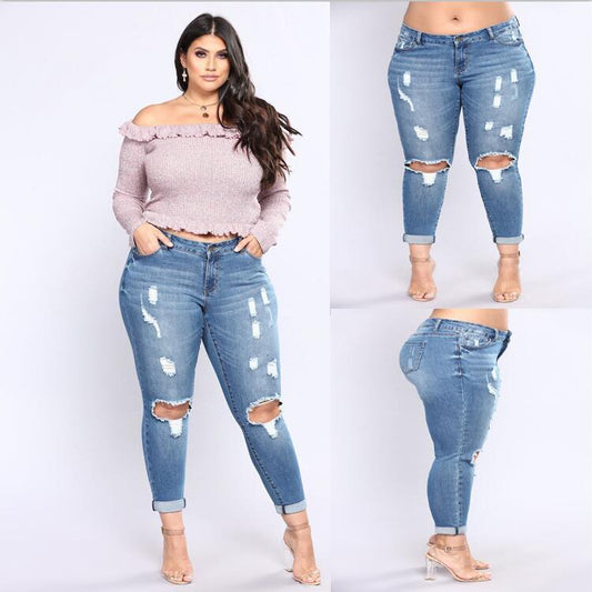 Jean Grande Taille Femme – Effet Destroy & Confort Stretch