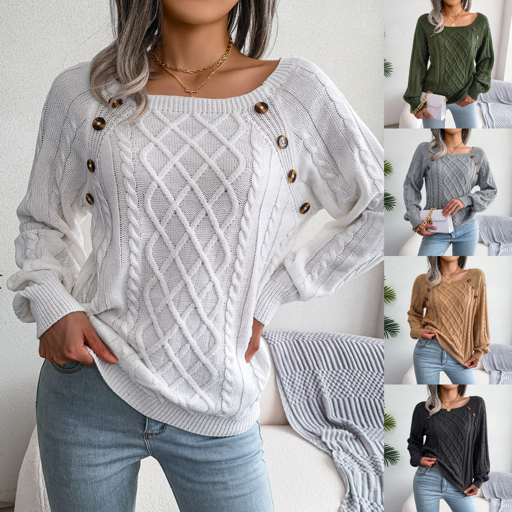 Pull Élégance Bohème™ – Tricot Doux à Boutons Latéraux