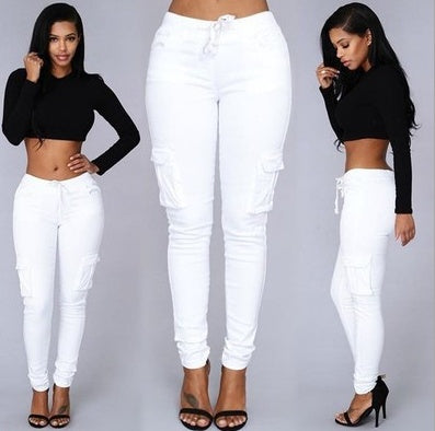 Pantalon Cargo Femme – Coupe Skinny & Taille Élastique