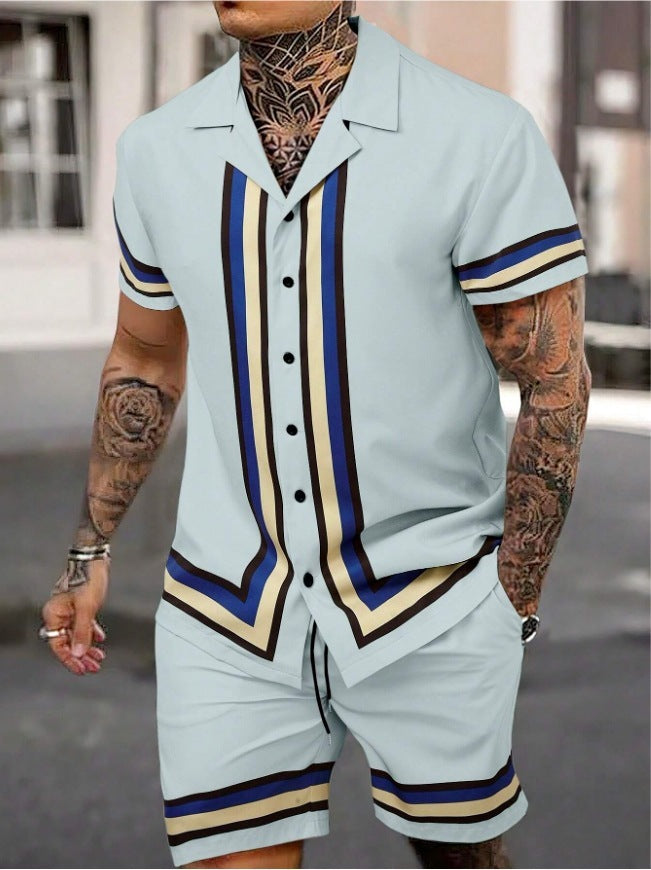 Ensemble Chemise et Short à Rayures – Élégance et Confort