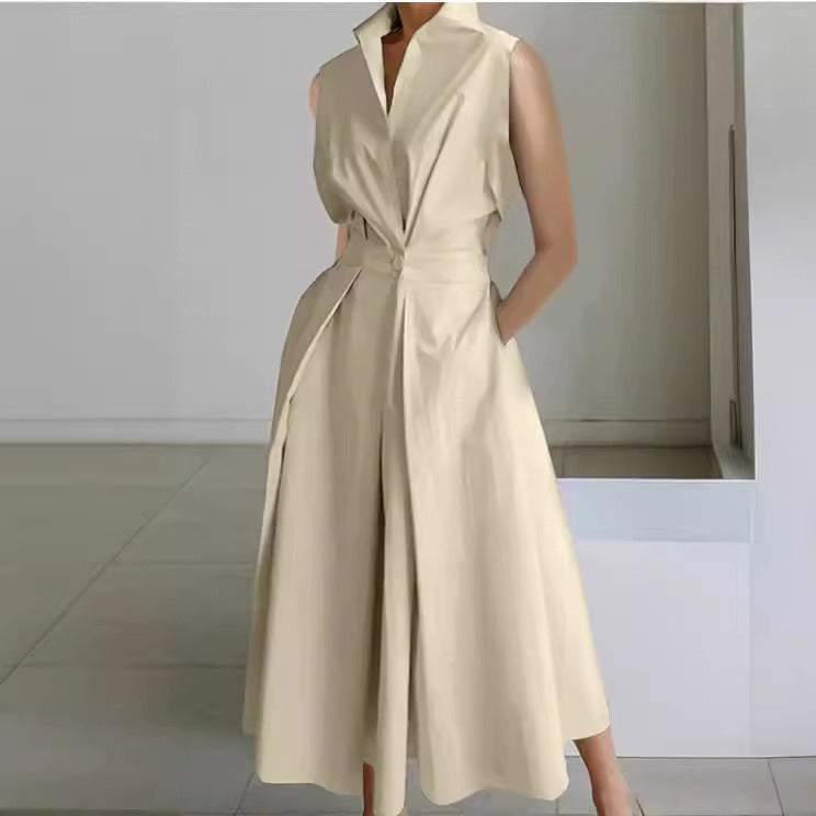 Robe Midi Élégante Sans Manches – Style Minimaliste et Raffiné