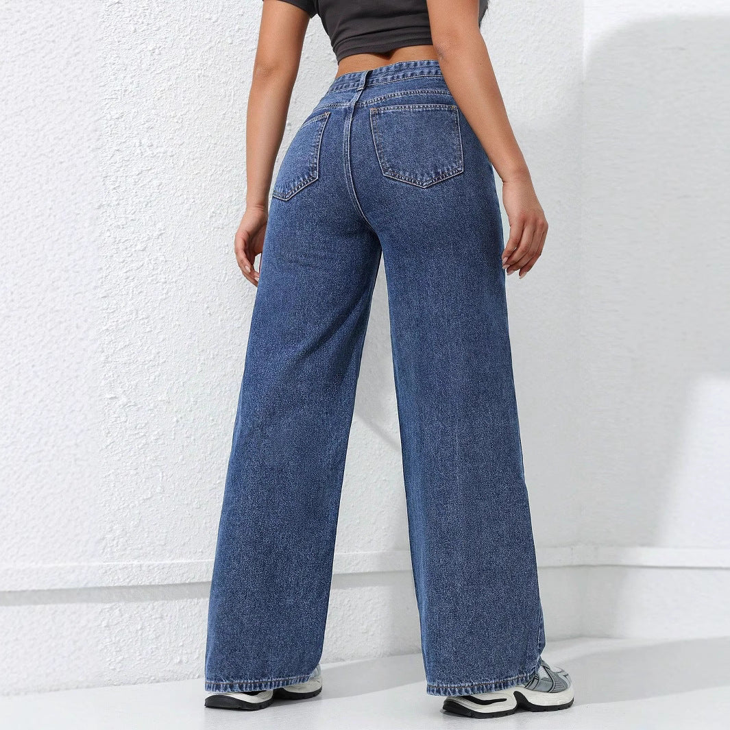 JEAN LARGE CLAIR TAILLE HAUTE – STYLE RÉTRO
