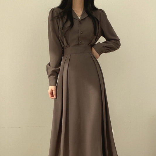 ROBE LONGUE ÉLÉGANTE À MANCHES LONGUES – STYLE MINIMAL CHIC