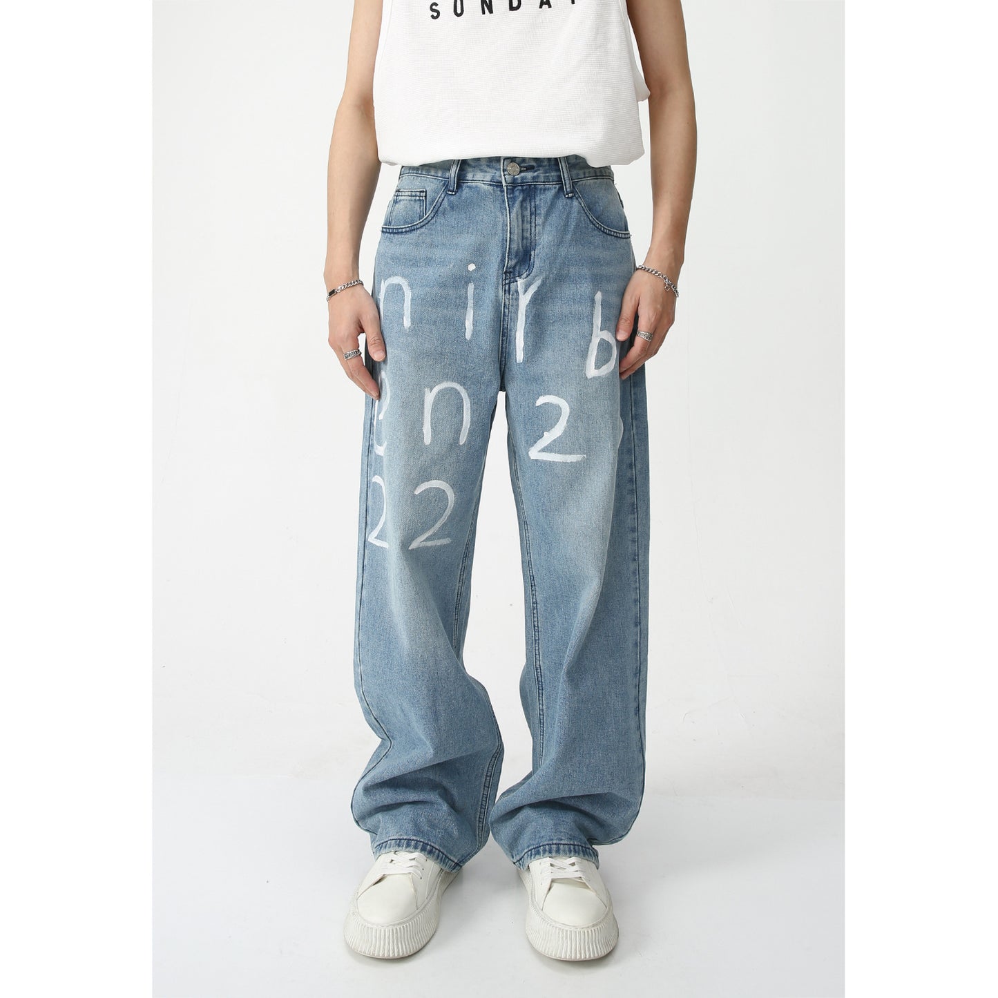 Jean Oversize Streetwear Imprimé Graphique – Unisexe