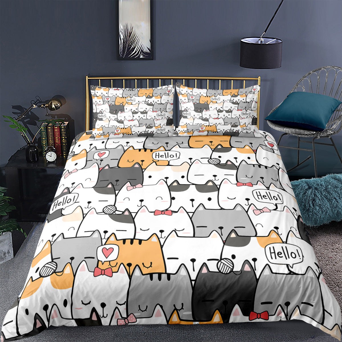 Housse de Couette Motif Chats – Style Kawaii & Confort Absolu