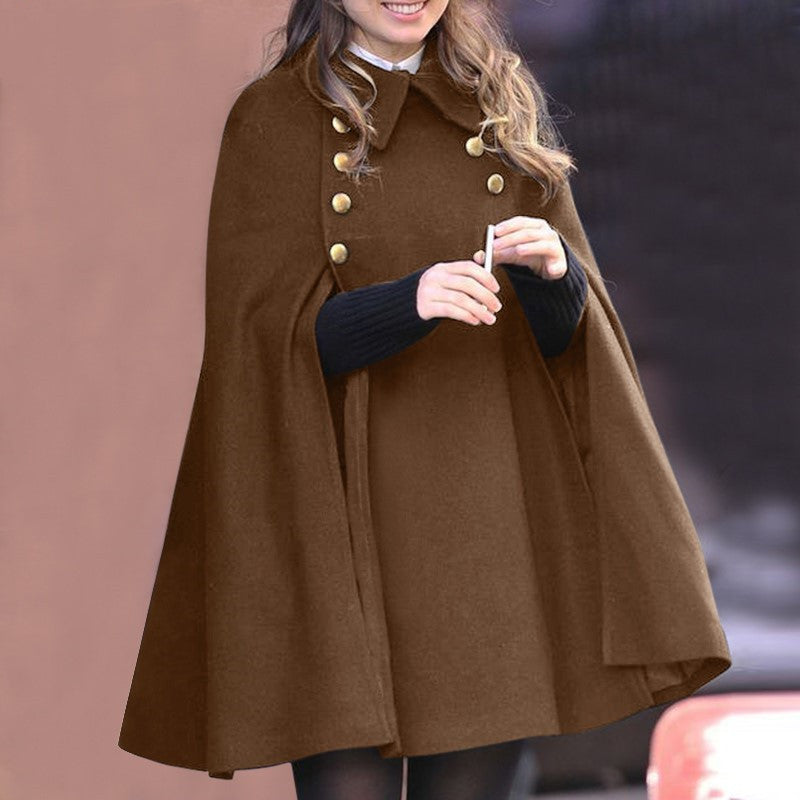 Cape Manteau d’Hiver Élégante Femme – Laine & Cachemire