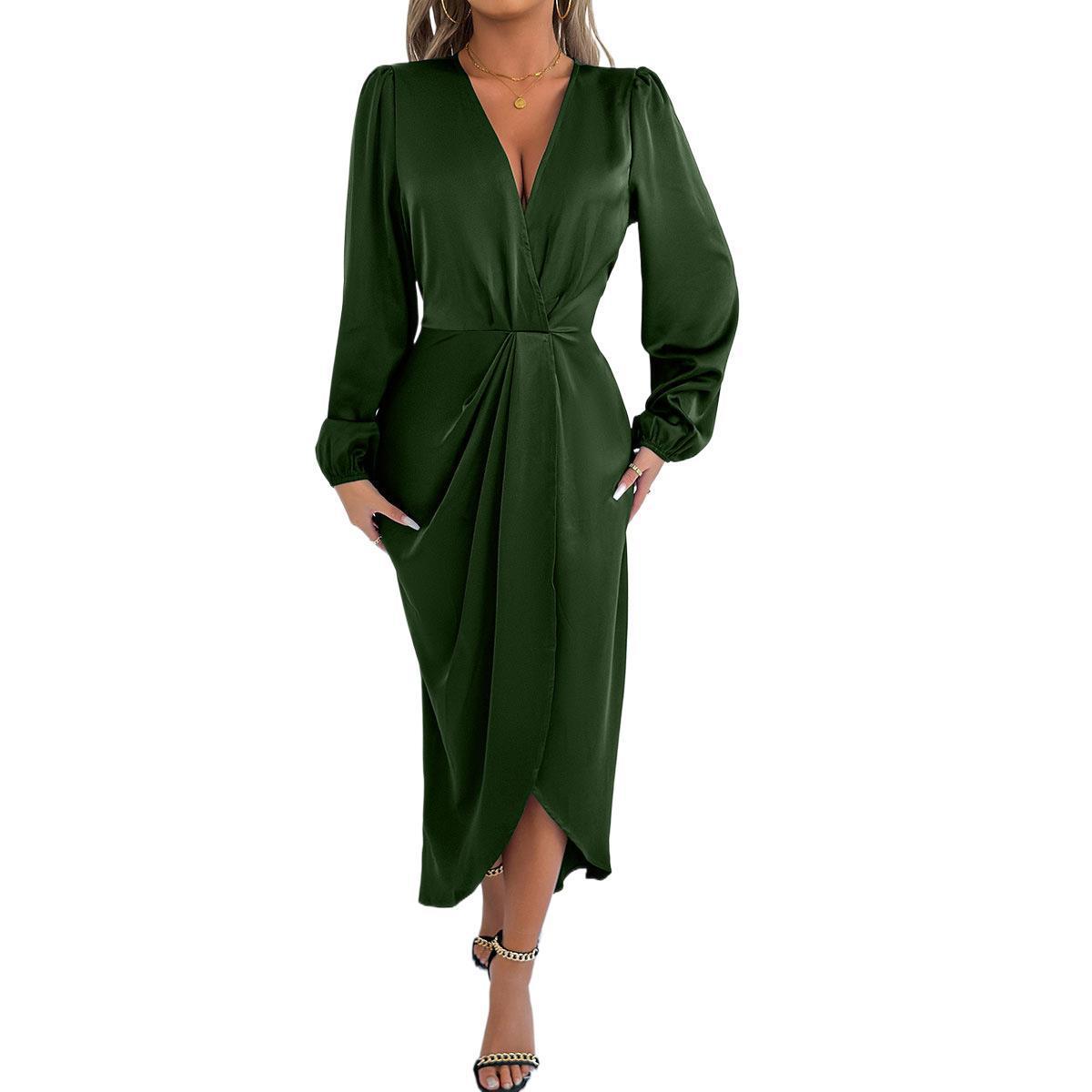 Robe Drapée Élégance Satinée – Rose Fuchsia