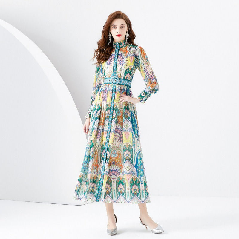 Robe Longue Élégante "Jardin Royal" – Style Baroque Chic