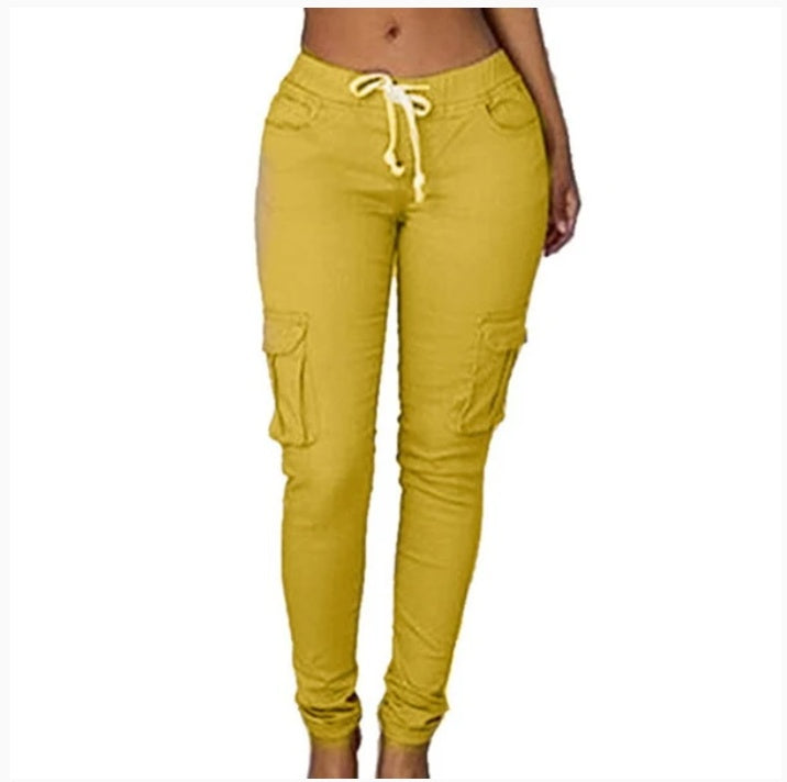 Pantalon Cargo Femme – Coupe Skinny & Taille Élastique