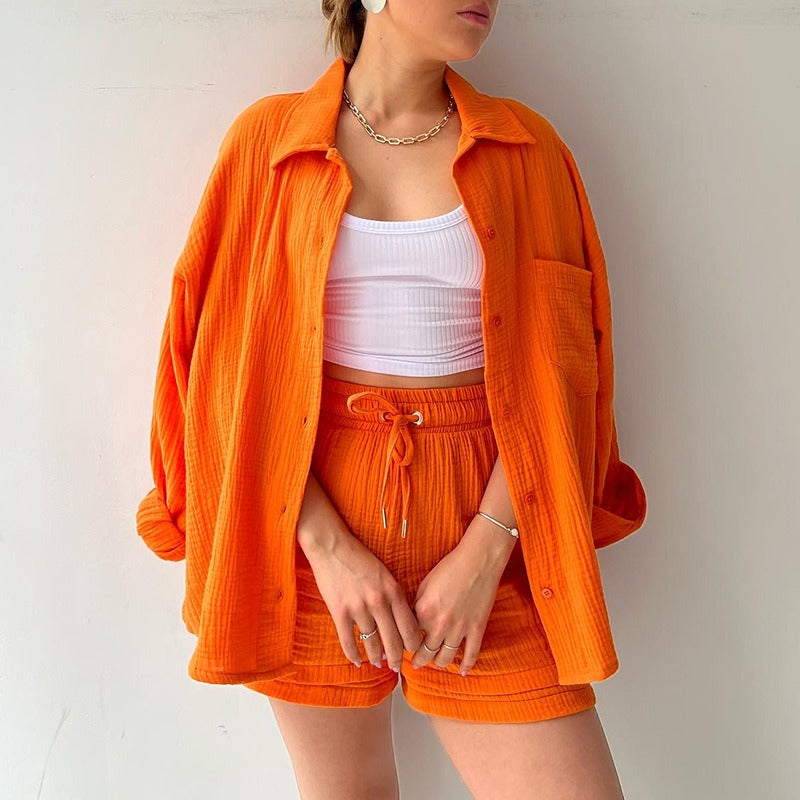 Ensemble Femme 3 Pièces Été – Crop Top + Short Taille Haute + Surchemise | Look Chill & Stylé