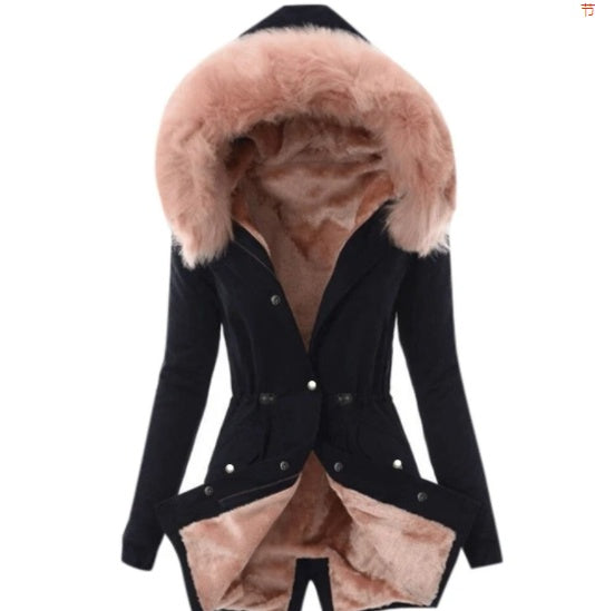 Parka Femme Doublée – Fausse Fourrure Rose