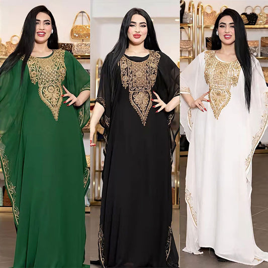 Robe Kaftan Luxe Orientale – Broderies Dorées Élégantes