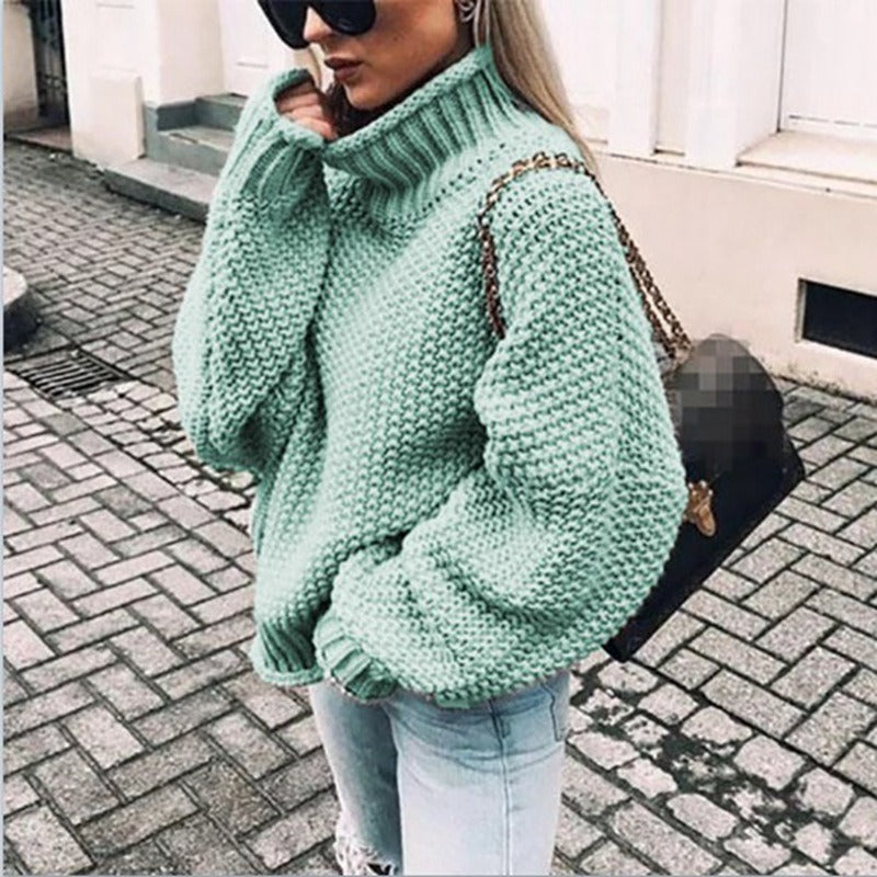 Pull Tricot à Col Montant – Disponible en Plusieurs Couleurs