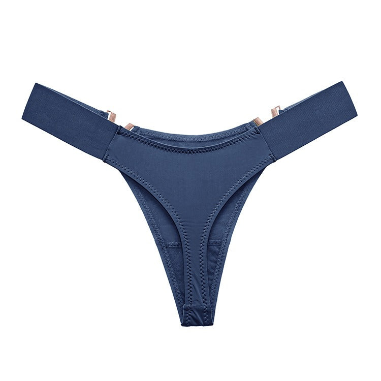 Lot de 3 strings femme – Coupe taille basse, empiècements dorés "V", couleurs variées