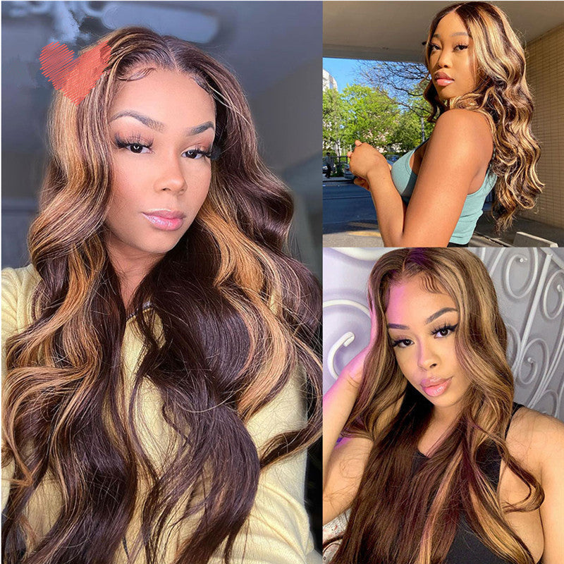 Perruque Lace Front Ondulée – Balayage Caramel