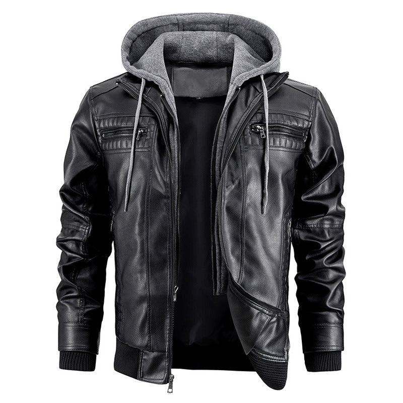 Veste Homme Simili Cuir avec Capuche Amovible – Style Moto & Urbain