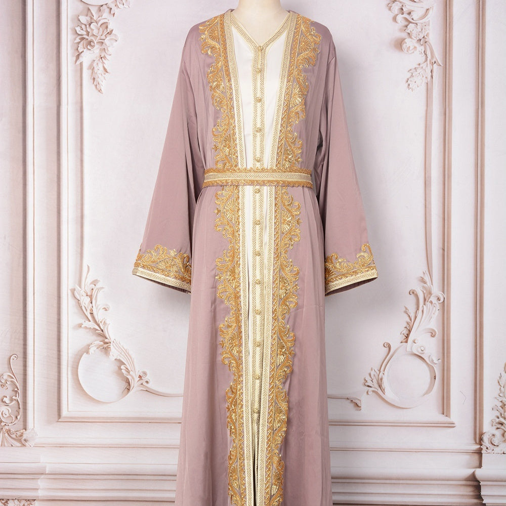 Ensemble Deux Pièces Traditionnel Femme – Élégance Perlée et Raffinée