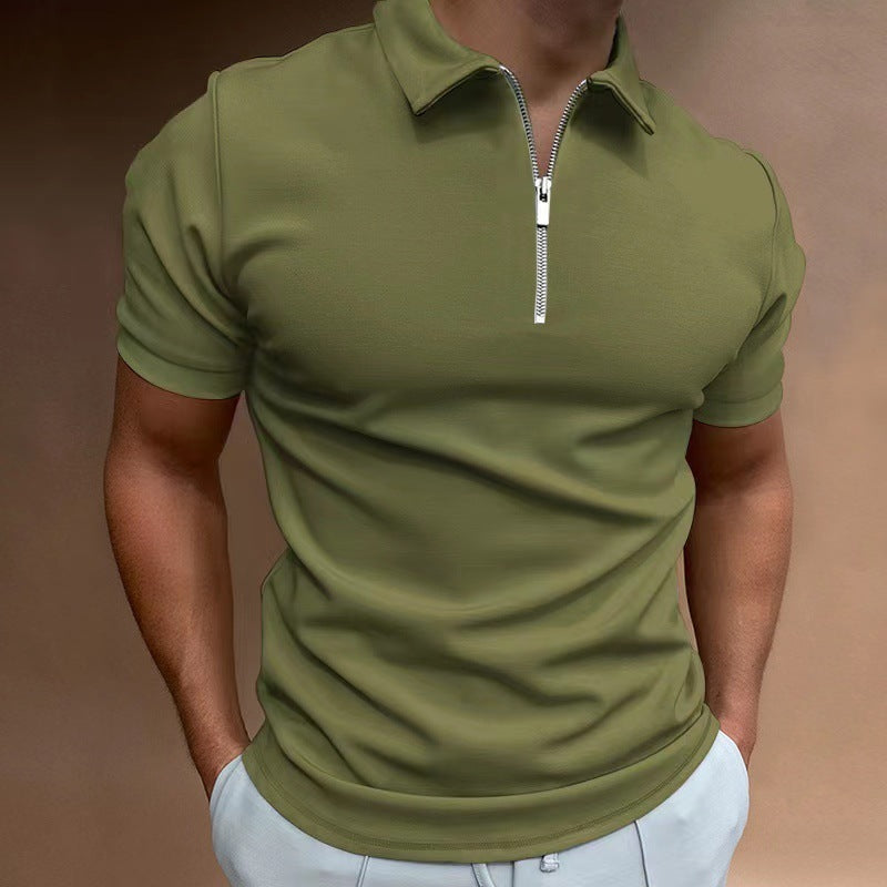 Polo Homme Manche Courte – T-shirt Polo avec Fermeture Éclair, Style Casual & Chic