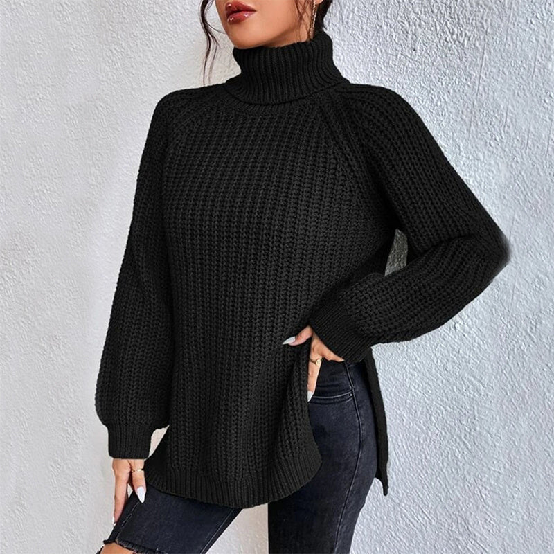 Pull Col Montant Épais Femme – Tricot Doux & Élégant™
