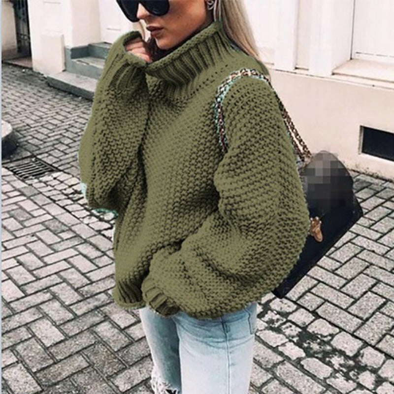 Pull Tricot à Col Montant – Disponible en Plusieurs Couleurs