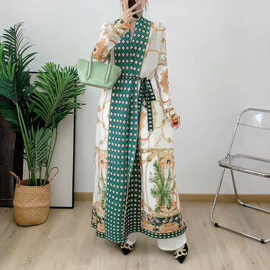 Robe Longue “Bleu Impérial” – Kimono Élégance & Détail Oriental Muslim
