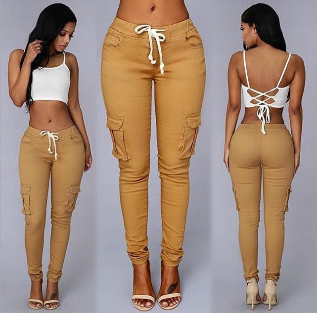 Pantalon Cargo Femme – Coupe Skinny & Taille Élastique