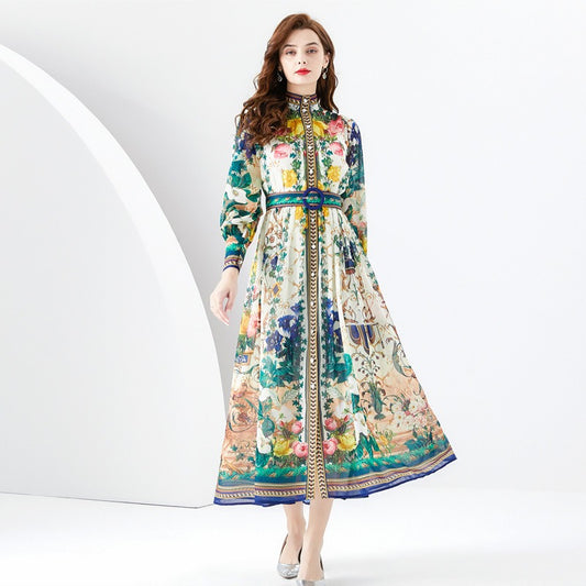 Robe Longue Élégante "Jardin Royal" – Style Baroque Chic