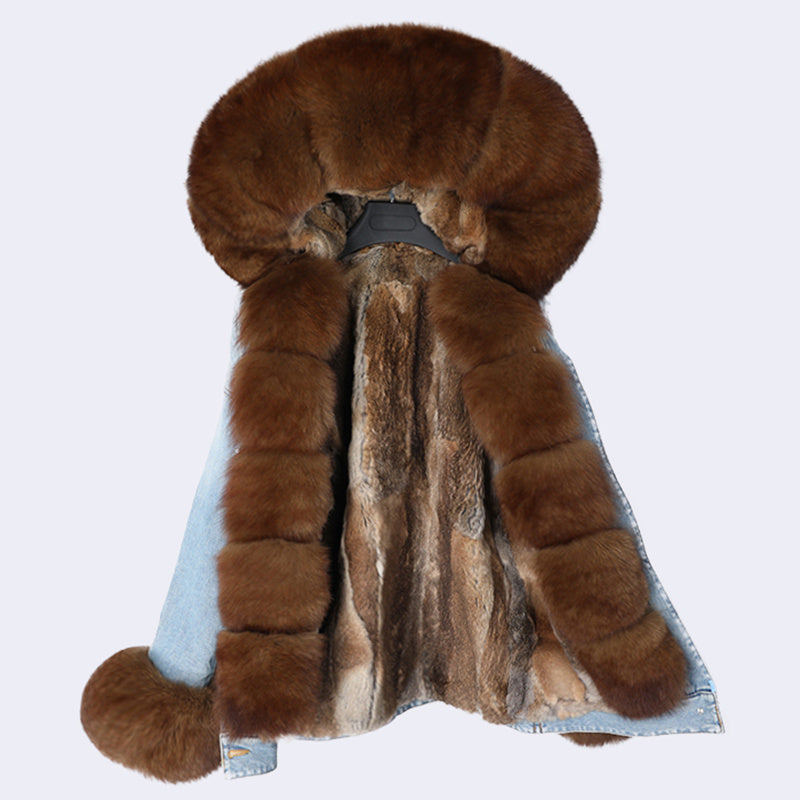 Veste en Denim & Fourrure – Luxe, Confort et Style