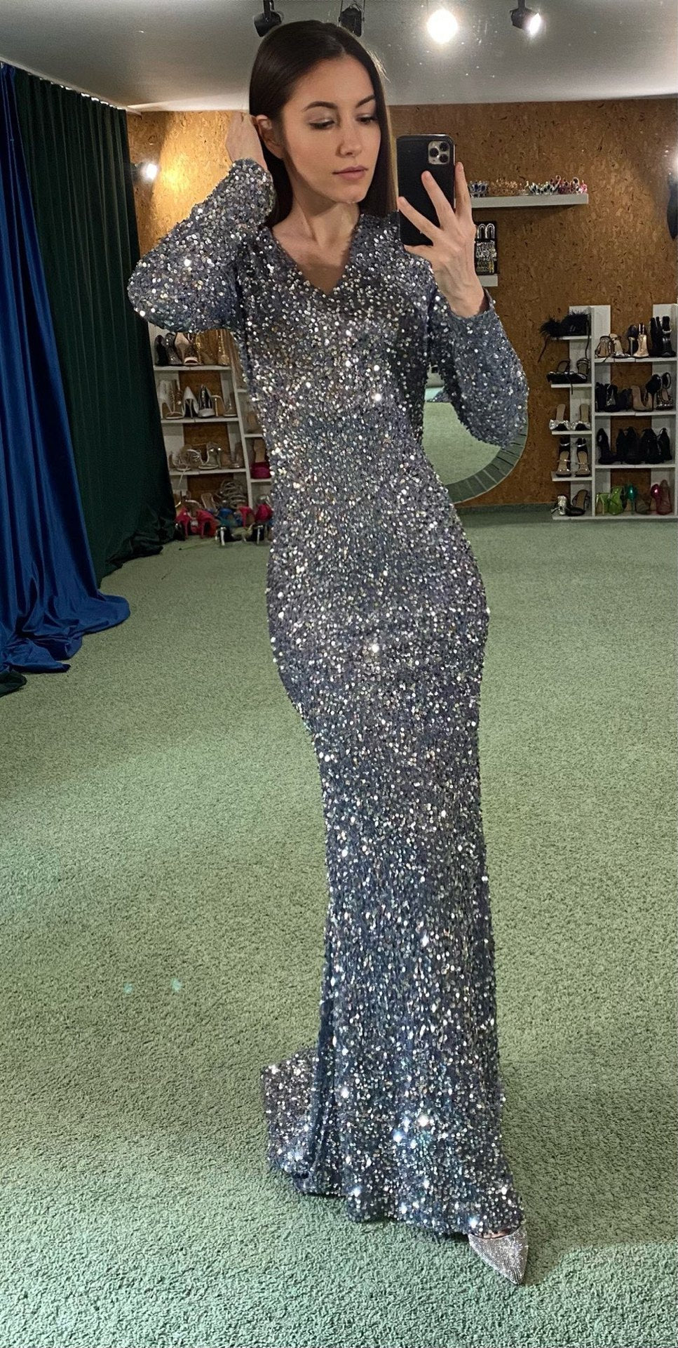 Robe Longue Sirène à Paillettes – Luxe & Éclat
