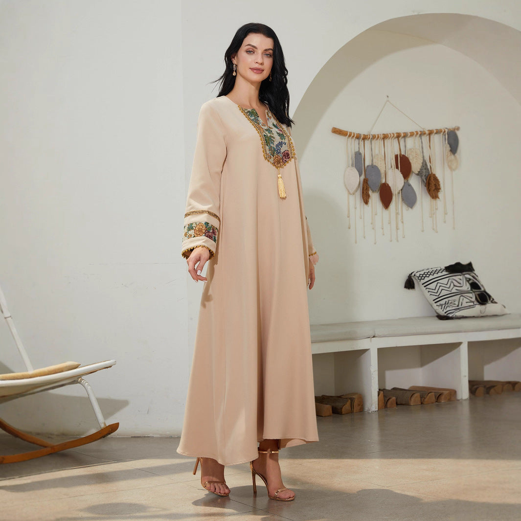 Robe Abaya Femme – Style Ethnique Patchwork Élégant