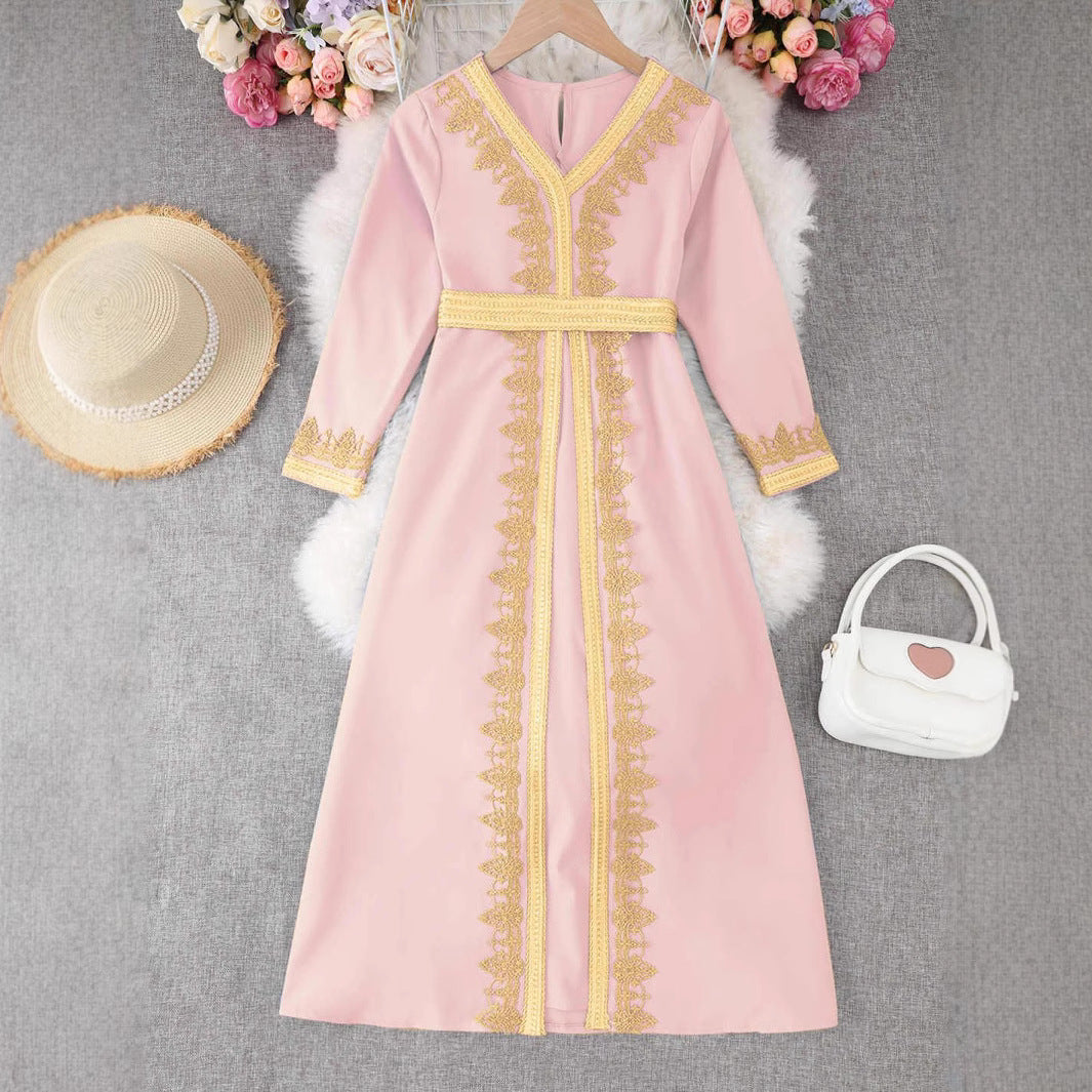 Robe Traditionnelle Enfant – Style Dubaï avec Broderies Dorées