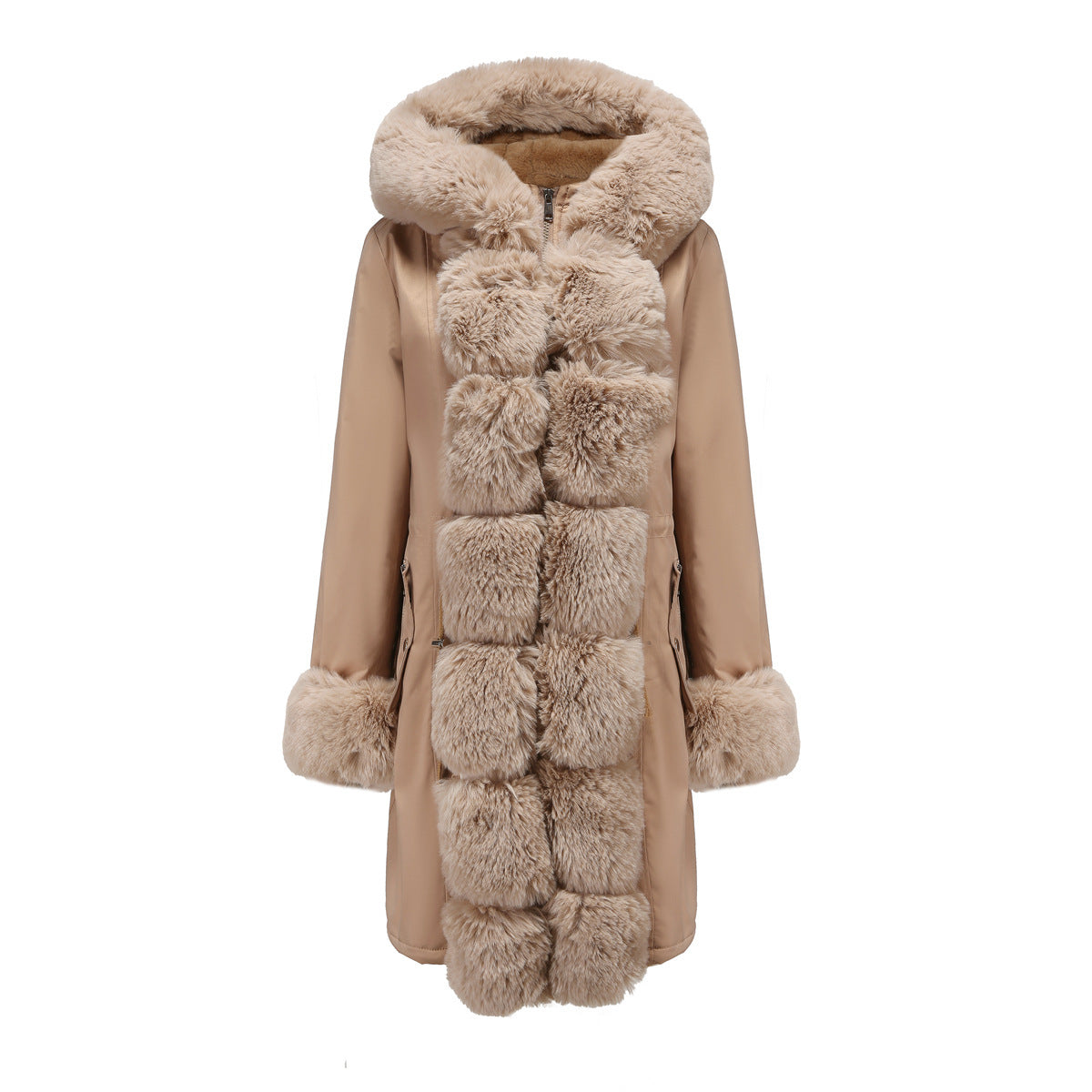 Manteau Long Femme avec Capuche en Fausse Fourrure – Élégance & Chaleur Hivernale