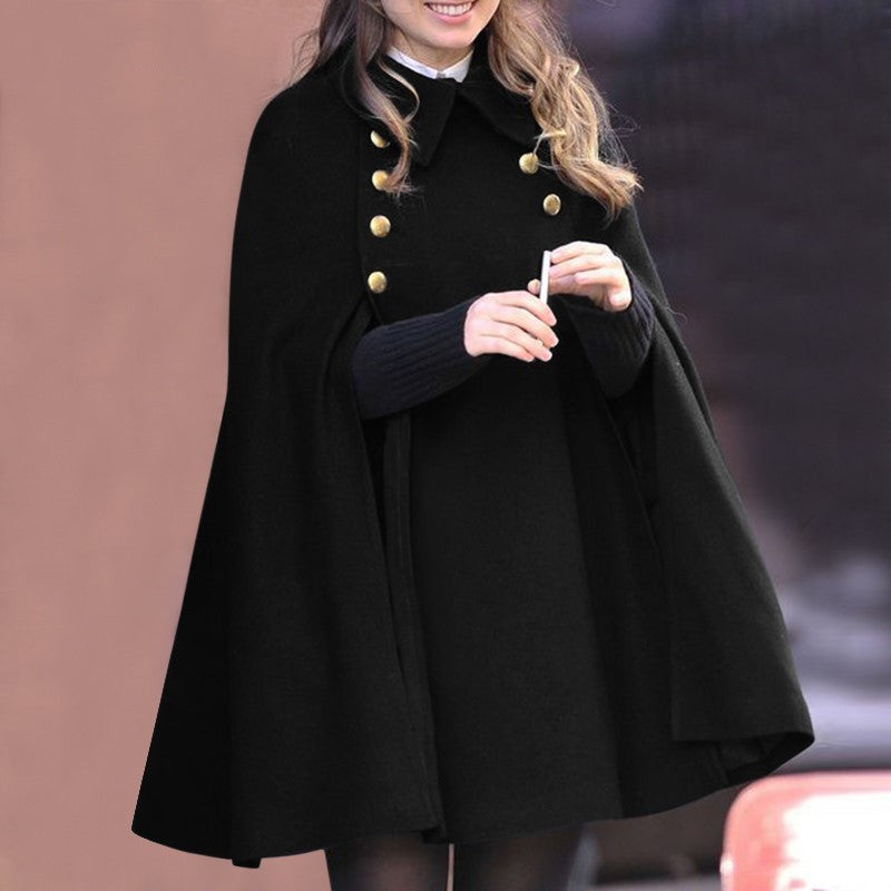 Cape Manteau d’Hiver Élégante Femme – Laine & Cachemire