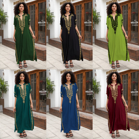 Caftan Oriental Chic – Broderie Dorée ou Noire