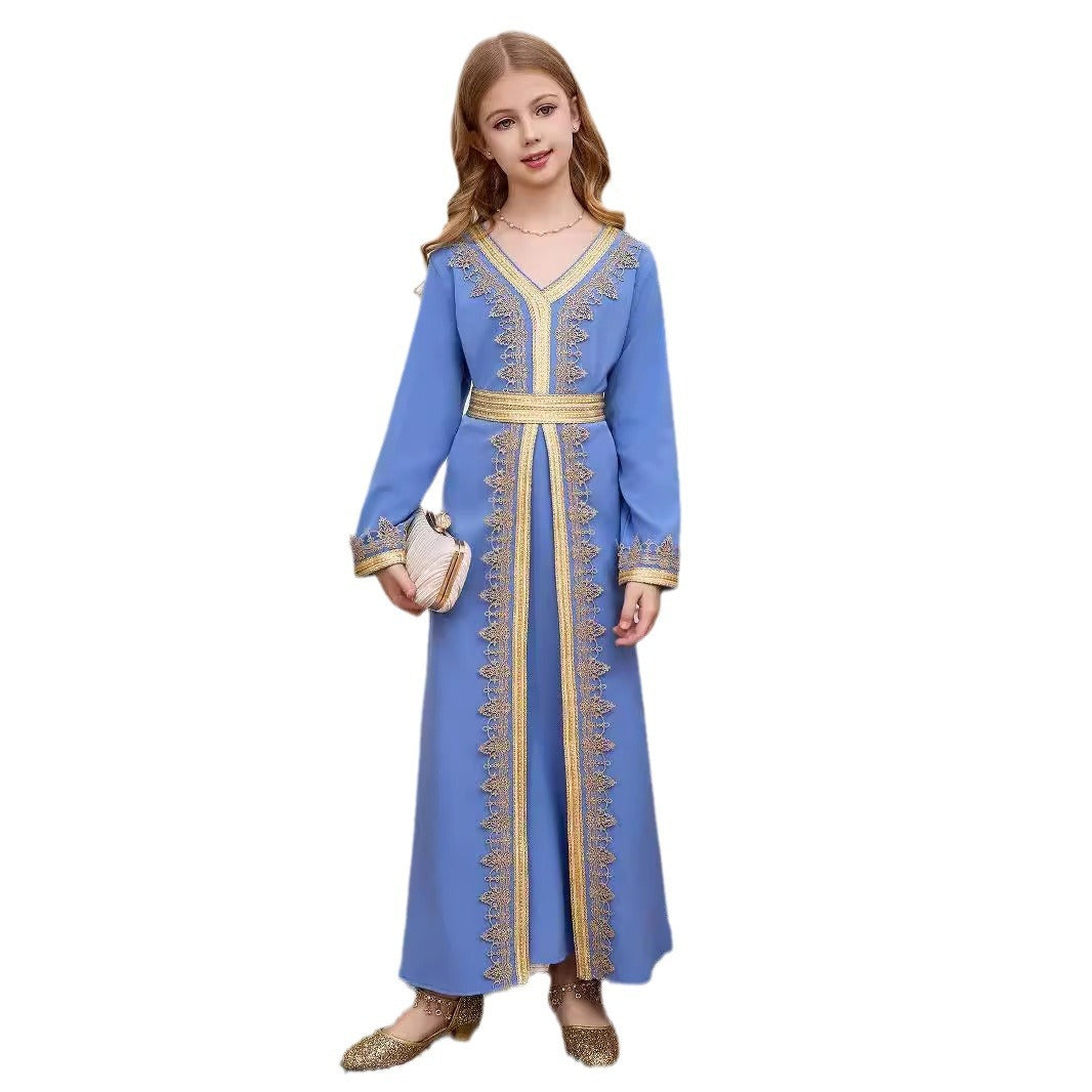 Robe Traditionnelle Enfant – Style Dubaï avec Broderies Dorées