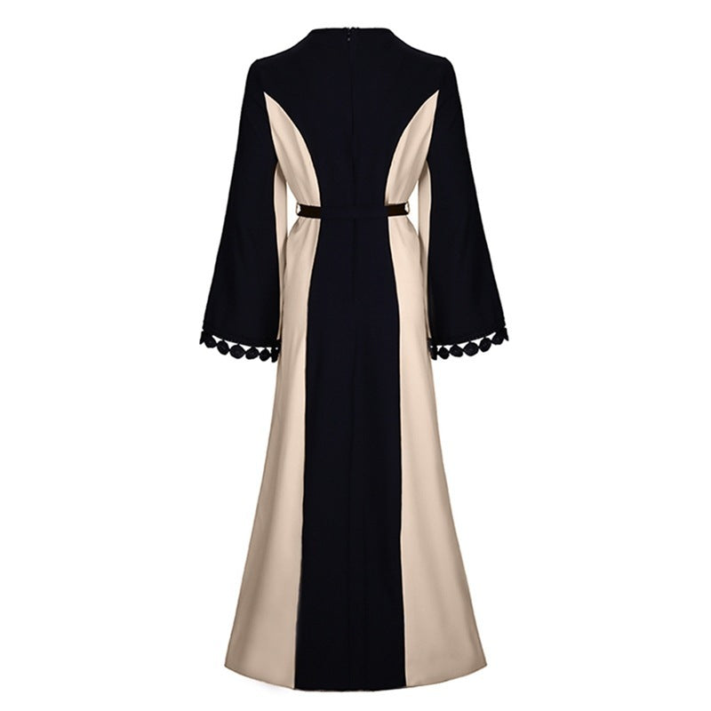Abaya Longue Élégante Bicolore – Design Moderne et Raffiné