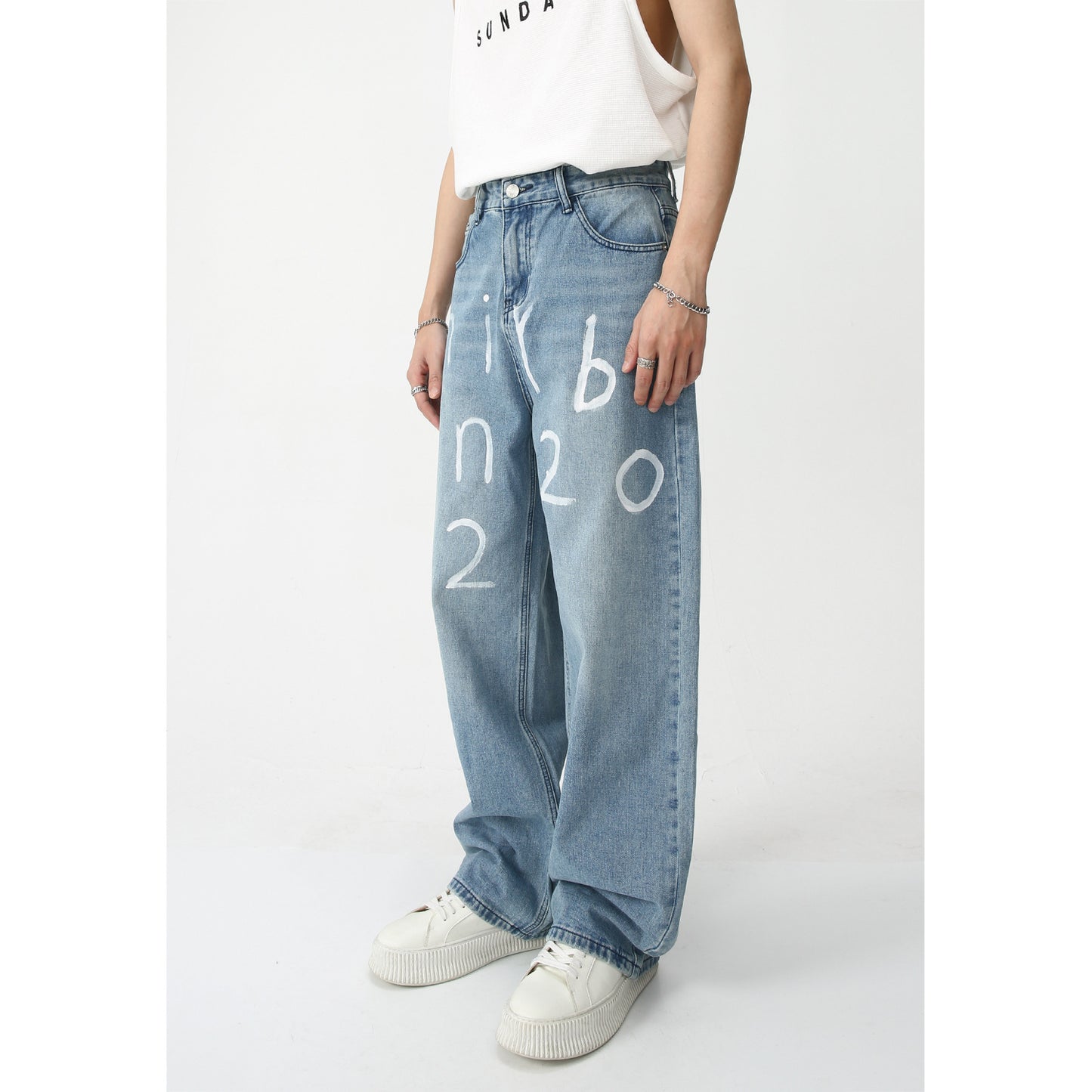 Jean Oversize Streetwear Imprimé Graphique – Unisexe