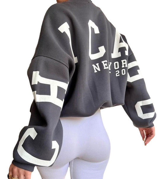 Sweat Oversize "CHICAGO NEW YORK 2025" – Streetwear Haute Tendance