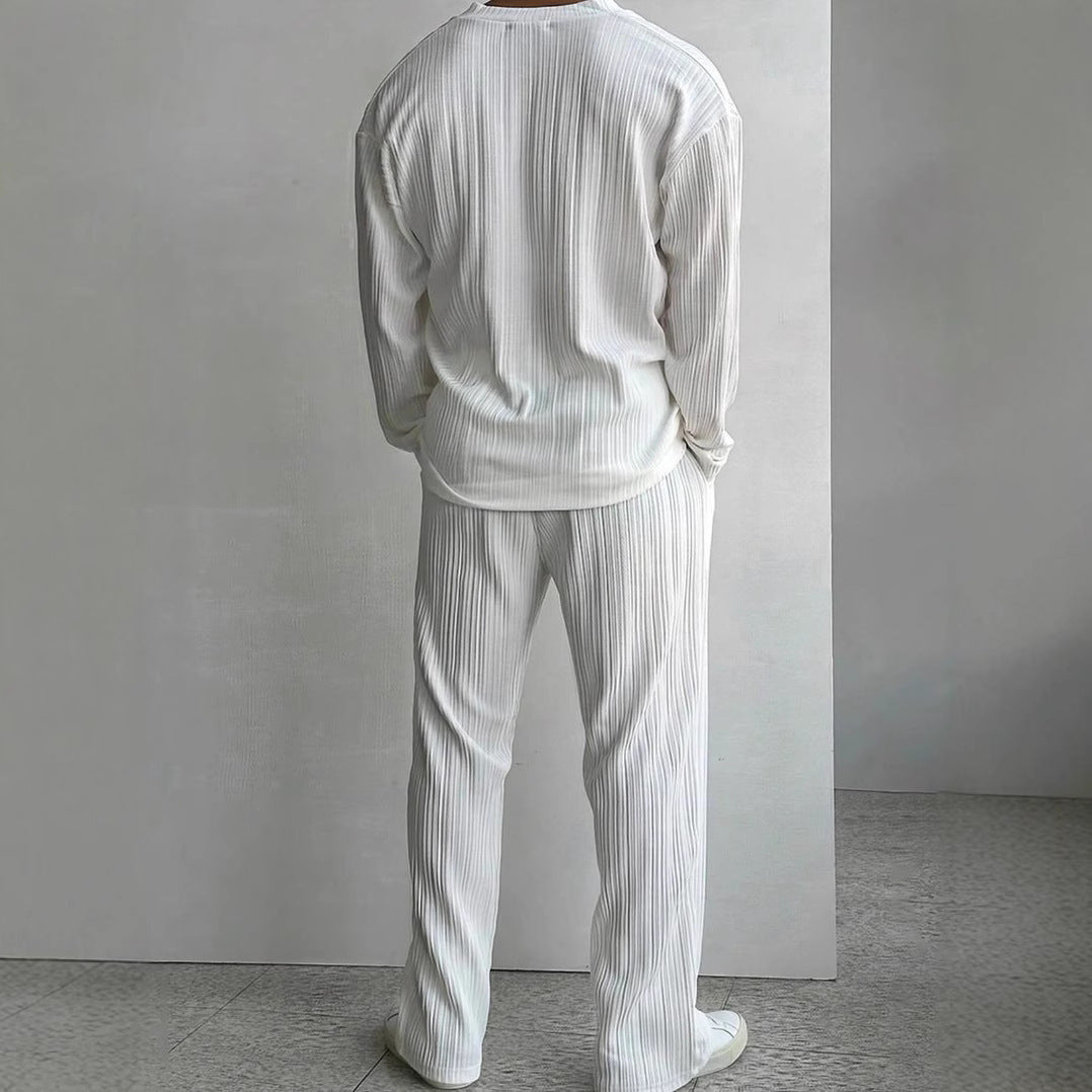 Ensemble Homme 2 Pièces – Chemise Oversize & Pantalon Plissé – Look Tendance Décontracté