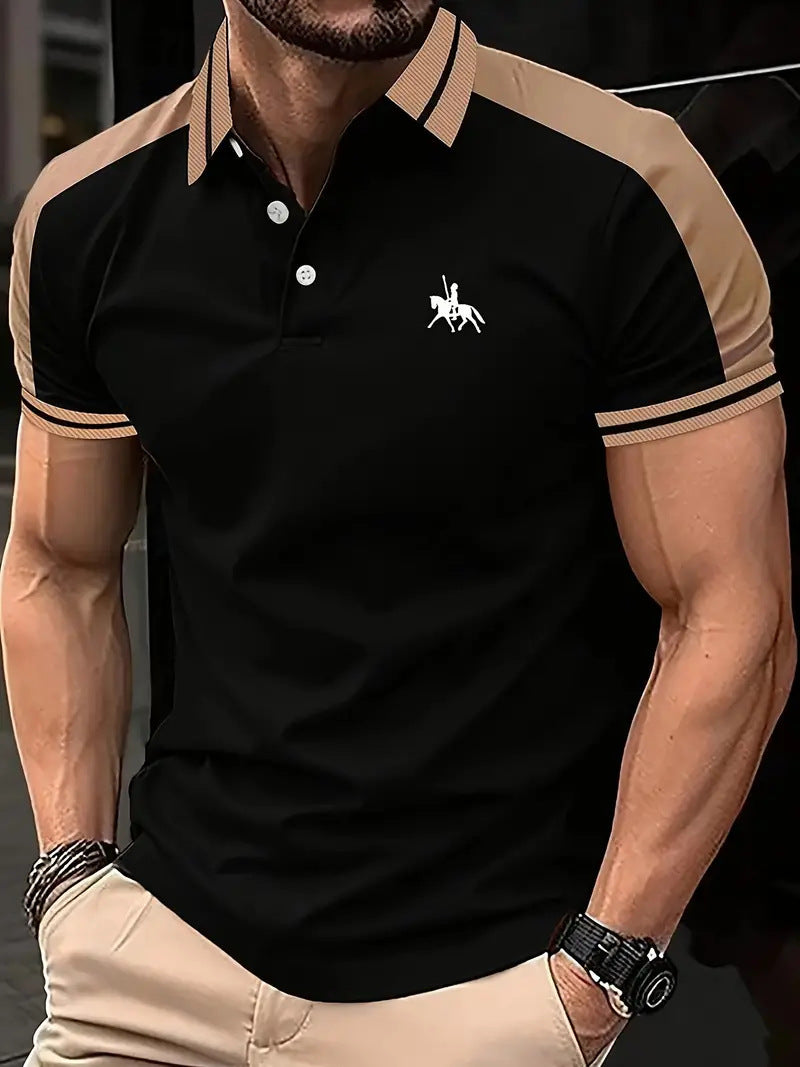 Polo Homme Chic Bicolore – Style Casual Élégant à Col Contrasté
