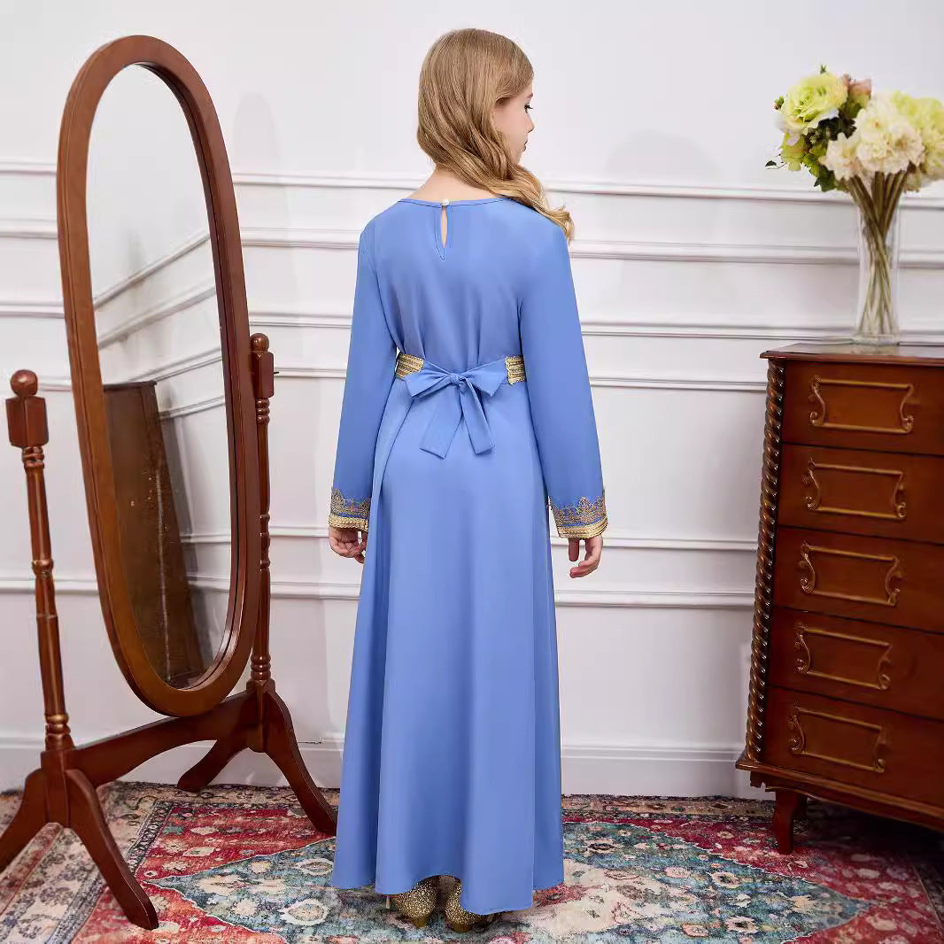 Robe Traditionnelle Enfant – Style Dubaï avec Broderies Dorées