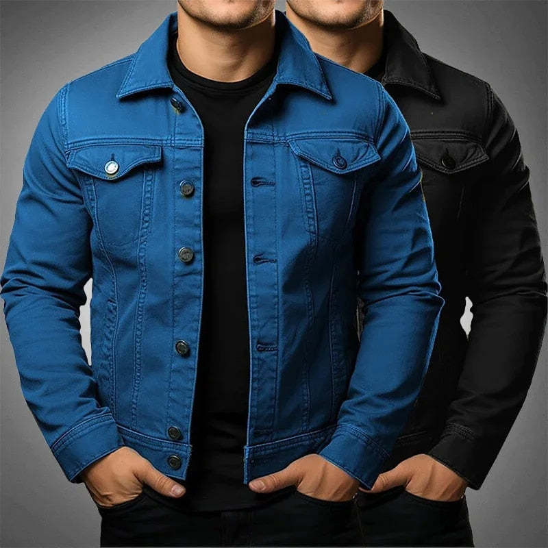 Veste homme coupe jean ajustée, look urbain en denim stretch