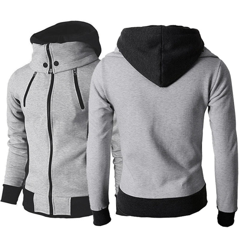 Sweat homme zippé doublé chaud – Hoodie à capuche hiver tendance