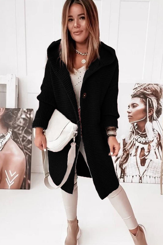 Cardigan Long Femme à Capuche – Style Cocooning Tricoté | Look Élégant & Confort