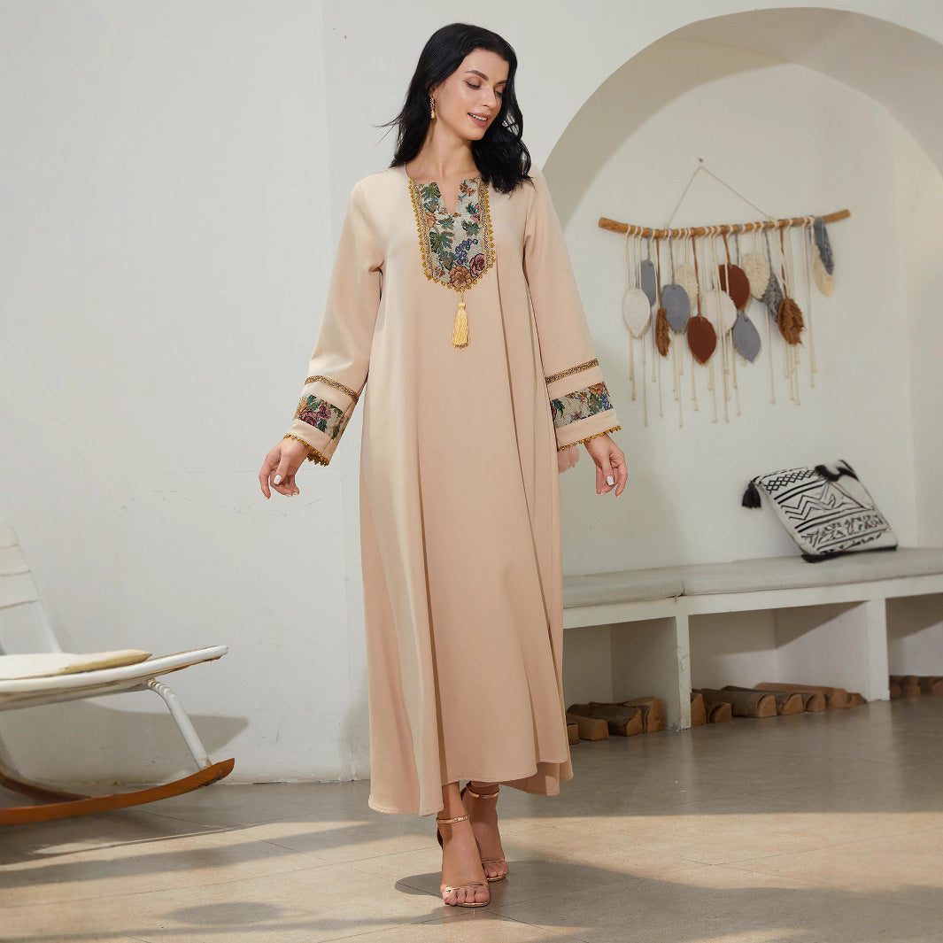 Robe Abaya Femme – Style Ethnique Patchwork Élégant