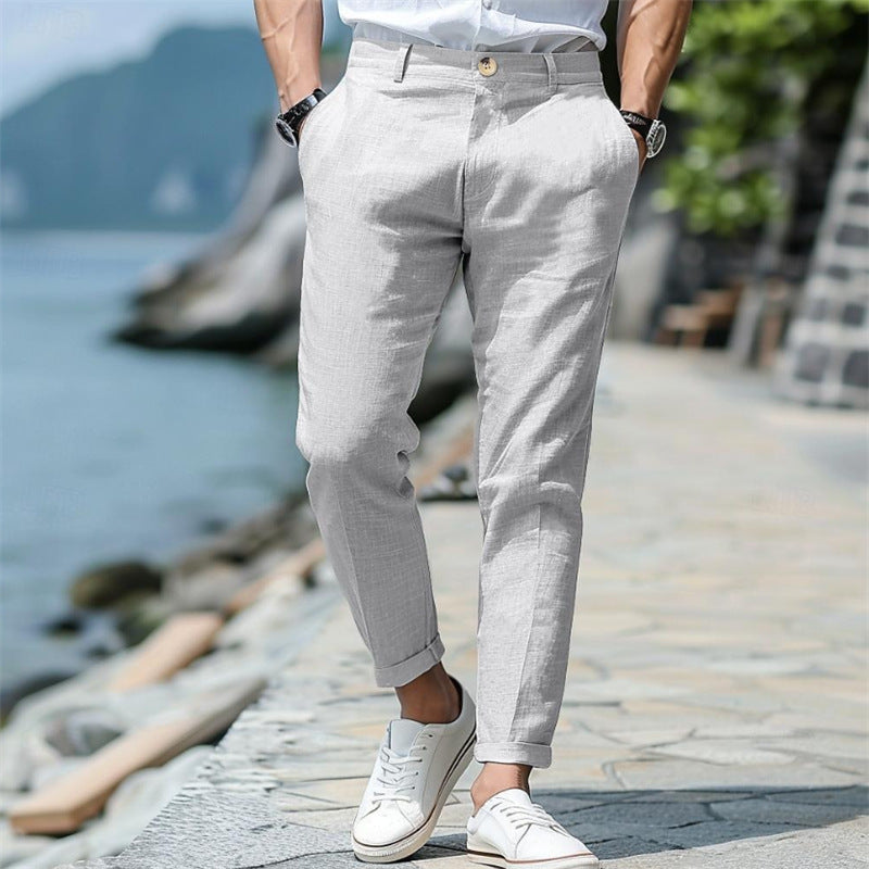 Pantalon Chino Homme Lin – Élégance décontractée | Disponible en plusieurs coloris