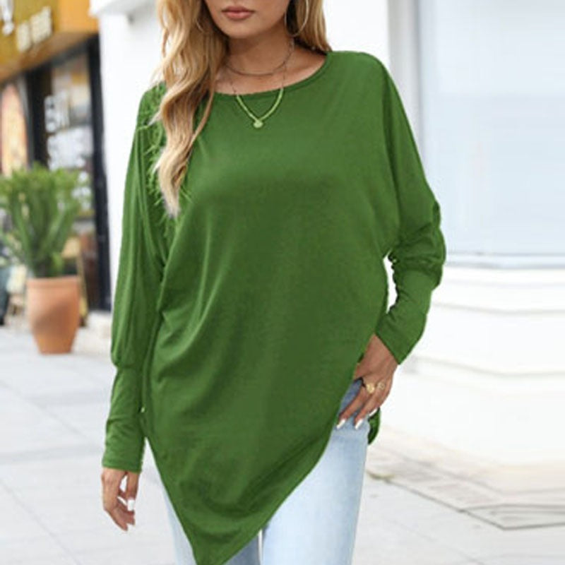 Top femme oversize asymétrique manches longues – Confort fluide & look moderne